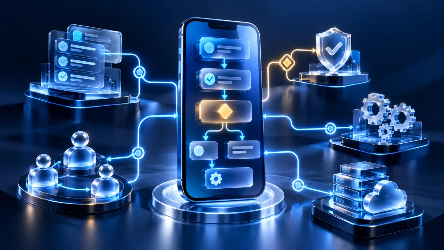 Connected mobile workflow with tasks, approvals, and business systems