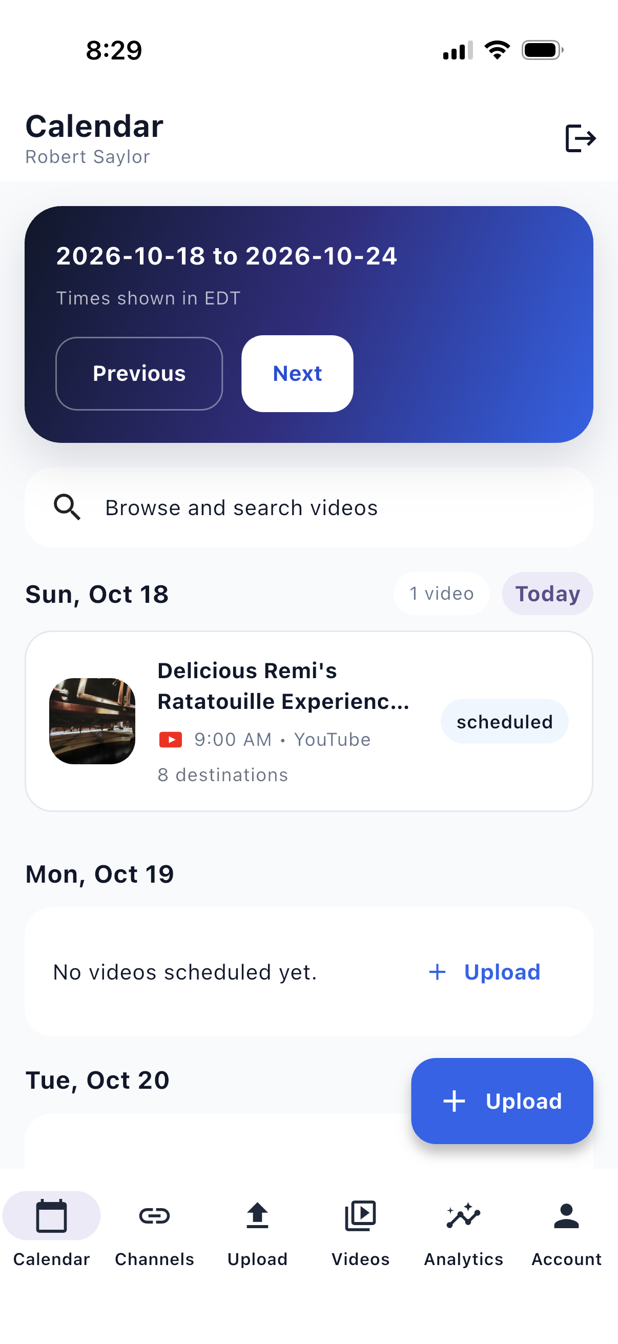 VidSyndicate mobile publishing calendar