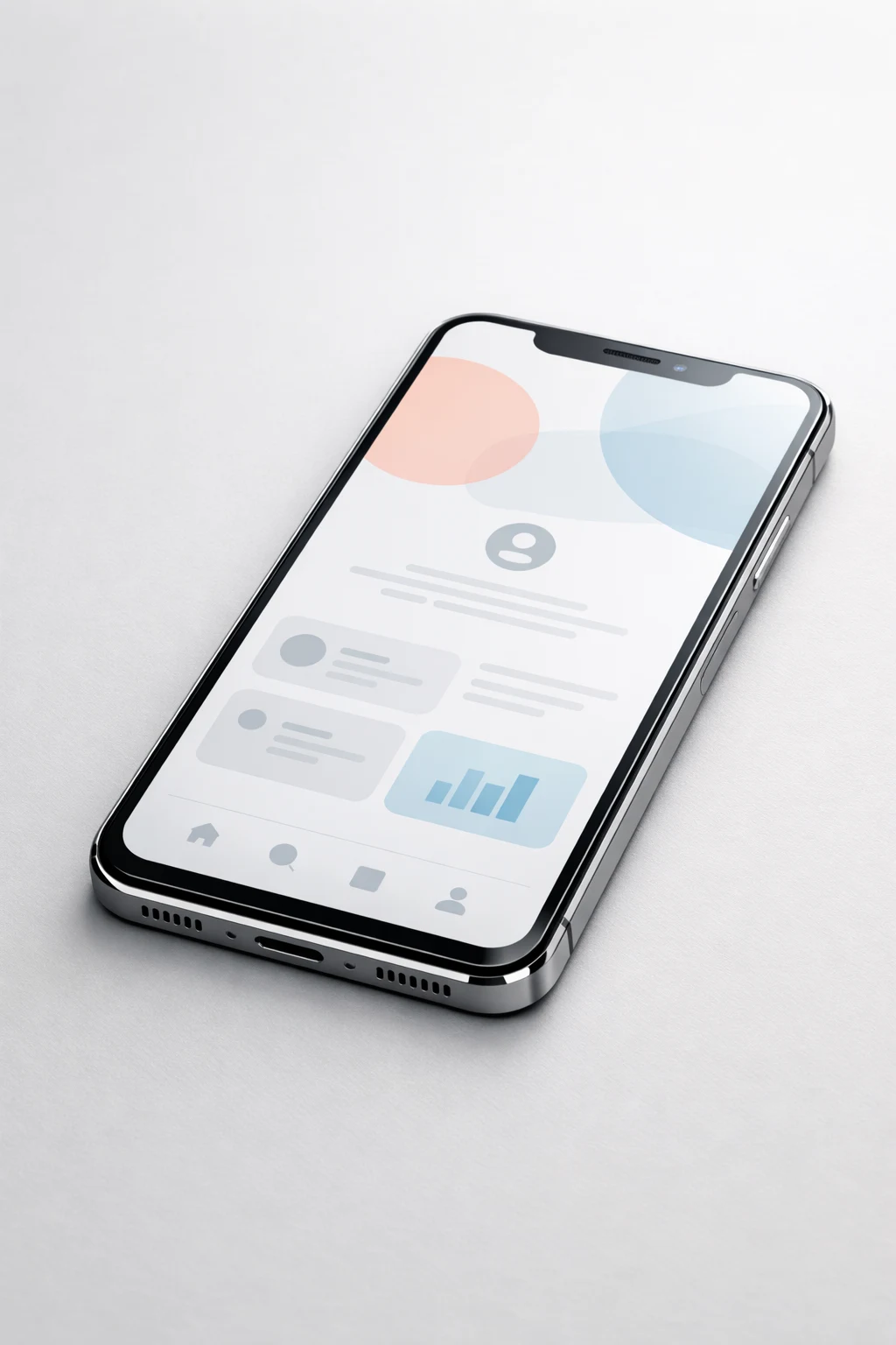 Smartphone showing a clean, generic app interface on a neutral background